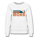 Moab, Utah Women’s Sweatshirt - Retro Mountain Women’s Moab Crewneck Sweatshirt - white