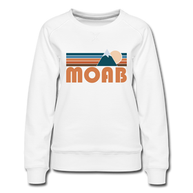 Moab, Utah Women’s Sweatshirt - Retro Mountain Women’s Moab Crewneck Sweatshirt - white