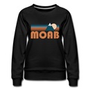 Moab, Utah Women’s Sweatshirt - Retro Mountain Women’s Moab Crewneck Sweatshirt - black