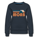 Moab, Utah Women’s Sweatshirt - Retro Mountain Women’s Moab Crewneck Sweatshirt - navy