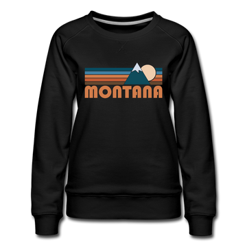 Montana Women’s Sweatshirt - Retro Mountain Women’s Montana Crewneck Sweatshirt - black
