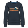 Montana Women’s Sweatshirt - Retro Mountain Women’s Montana Crewneck Sweatshirt - navy