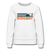 Ridgway, Colorado Women’s Sweatshirt - Retro Mountain Women’s Ridgway Crewneck Sweatshirt - white