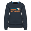 Ridgway, Colorado Women’s Sweatshirt - Retro Mountain Women’s Ridgway Crewneck Sweatshirt - navy