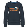 Ridgway, Colorado Women’s Sweatshirt - Retro Mountain Women’s Ridgway Crewneck Sweatshirt - navy