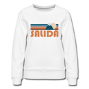Salida, Colorado Women’s Sweatshirt - Retro Mountain Women’s Salida Crewneck Sweatshirt - white