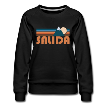 Salida, Colorado Women’s Sweatshirt - Retro Mountain Women’s Salida Crewneck Sweatshirt - black