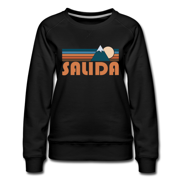 Salida, Colorado Women’s Sweatshirt - Retro Mountain Women’s Salida Crewneck Sweatshirt - black