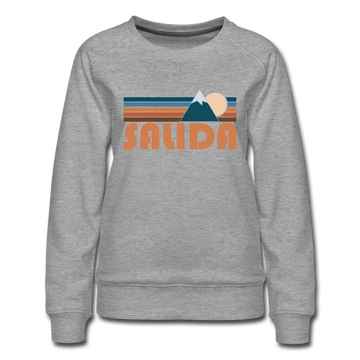 Salida, Colorado Women’s Sweatshirt - Retro Mountain Women’s Salida Crewneck Sweatshirt - heather gray