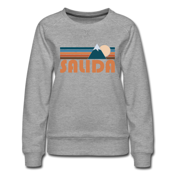 Salida, Colorado Women’s Sweatshirt - Retro Mountain Women’s Salida Crewneck Sweatshirt - heather gray