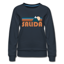 Salida, Colorado Women’s Sweatshirt - Retro Mountain Women’s Salida Crewneck Sweatshirt - navy