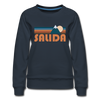 Salida, Colorado Women’s Sweatshirt - Retro Mountain Women’s Salida Crewneck Sweatshirt - navy