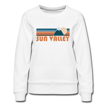 Sun Valley, Idaho Women’s Sweatshirt - Retro Mountain Women’s Sun Valley Crewneck Sweatshirt - white