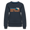 Sun Valley, Idaho Women’s Sweatshirt - Retro Mountain Women’s Sun Valley Crewneck Sweatshirt - navy