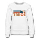 Tahoe, California Women’s Sweatshirt - Retro Mountain Women’s Tahoe Crewneck Sweatshirt - white