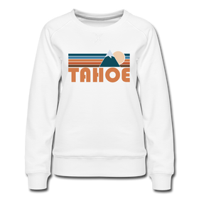 Tahoe, California Women’s Sweatshirt - Retro Mountain Women’s Tahoe Crewneck Sweatshirt - white