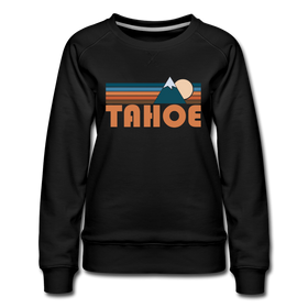Tahoe, California Women’s Sweatshirt - Retro Mountain Women’s Tahoe Crewneck Sweatshirt - black