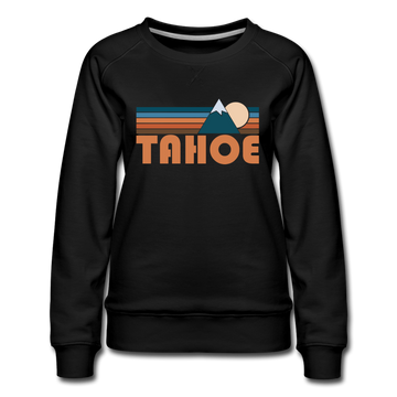 Tahoe, California Women’s Sweatshirt - Retro Mountain Women’s Tahoe Crewneck Sweatshirt - black