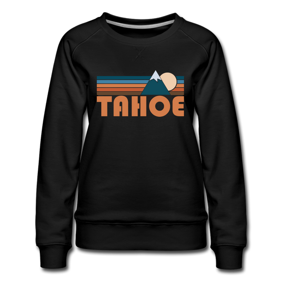 Tahoe, California Women’s Sweatshirt - Retro Mountain Women’s Tahoe Crewneck Sweatshirt - black