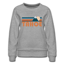 Tahoe, California Women’s Sweatshirt - Retro Mountain Women’s Tahoe Crewneck Sweatshirt - heather gray