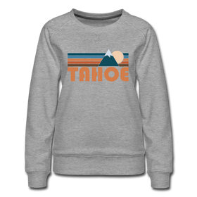 Tahoe, California Women’s Sweatshirt - Retro Mountain Women’s Tahoe Crewneck Sweatshirt - heather gray