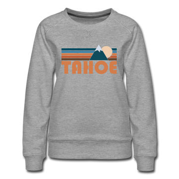 Tahoe, California Women’s Sweatshirt - Retro Mountain Women’s Tahoe Crewneck Sweatshirt - heather gray