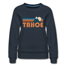 Tahoe, California Women’s Sweatshirt - Retro Mountain Women’s Tahoe Crewneck Sweatshirt - navy
