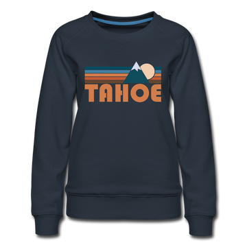 Tahoe, California Women’s Sweatshirt - Retro Mountain Women’s Tahoe Crewneck Sweatshirt - navy
