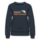 North Carolina Women’s Sweatshirt - Retro Mountain Women’s North Carolina Crewneck Sweatshirt - navy