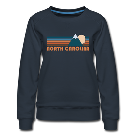 North Carolina Women’s Sweatshirt - Retro Mountain Women’s North Carolina Crewneck Sweatshirt - navy