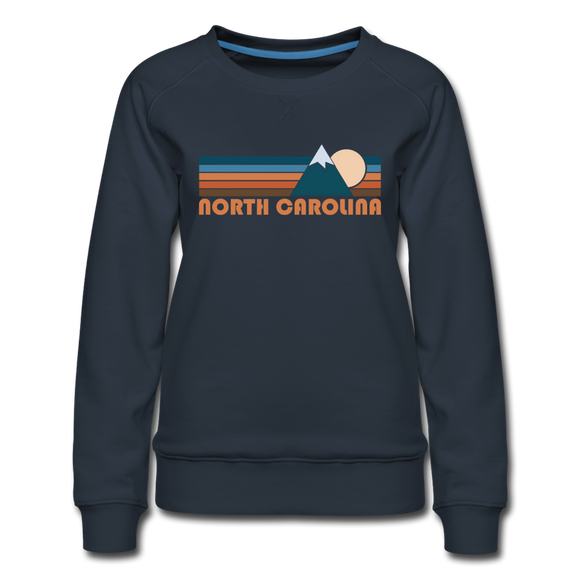 North Carolina Women’s Sweatshirt - Retro Mountain Women’s North Carolina Crewneck Sweatshirt - navy