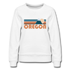 Oregon Women’s Sweatshirt - Retro Mountain Women’s Oregon Crewneck Sweatshirt - white