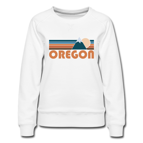 Oregon Women’s Sweatshirt - Retro Mountain Women’s Oregon Crewneck Sweatshirt - white
