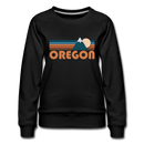 Oregon Women’s Sweatshirt - Retro Mountain Women’s Oregon Crewneck Sweatshirt - black