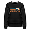 Oregon Women’s Sweatshirt - Retro Mountain Women’s Oregon Crewneck Sweatshirt - black