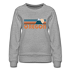 Oregon Women’s Sweatshirt - Retro Mountain Women’s Oregon Crewneck Sweatshirt - heather gray