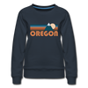Oregon Women’s Sweatshirt - Retro Mountain Women’s Oregon Crewneck Sweatshirt - navy