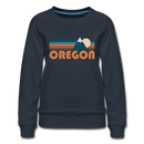 Oregon Women’s Sweatshirt - Retro Mountain Women’s Oregon Crewneck Sweatshirt - navy