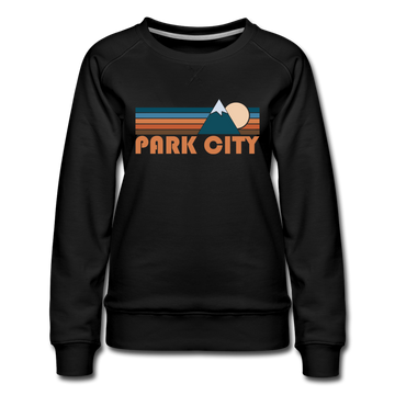 Park City, Utah Women’s Sweatshirt - Retro Mountain Women’s Park City Crewneck Sweatshirt - black