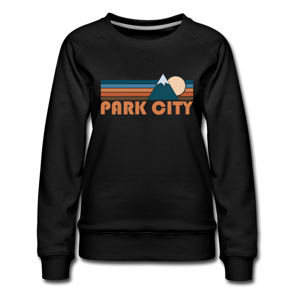 Park City, Utah Women’s Sweatshirt - Retro Mountain Women’s Park City Crewneck Sweatshirt - black