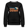 Ouray, Colorado Women’s Sweatshirt - Retro Mountain Women’s Ouray Crewneck Sweatshirt - black