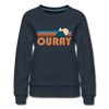 Ouray, Colorado Women’s Sweatshirt - Retro Mountain Women’s Ouray Crewneck Sweatshirt - navy