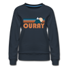 Ouray, Colorado Premium Women's Sweatshirt - Retro Mountain Women's Ouray Crewneck Sweatshirt