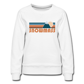 Snowmass, Colorado Women’s Sweatshirt - Retro Mountain Women’s Snowmass Crewneck Sweatshirt - white