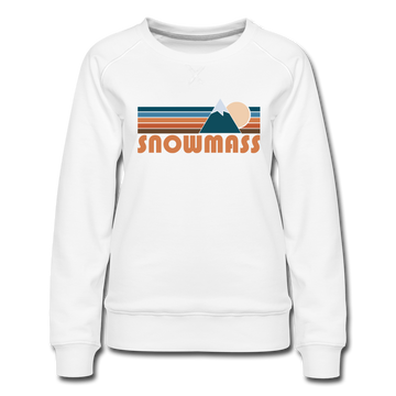 Snowmass, Colorado Women’s Sweatshirt - Retro Mountain Women’s Snowmass Crewneck Sweatshirt - white
