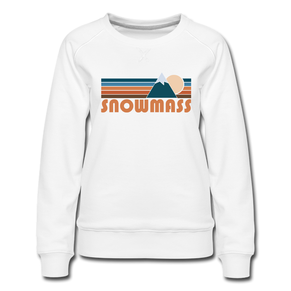 Snowmass, Colorado Women’s Sweatshirt - Retro Mountain Women’s Snowmass Crewneck Sweatshirt - white