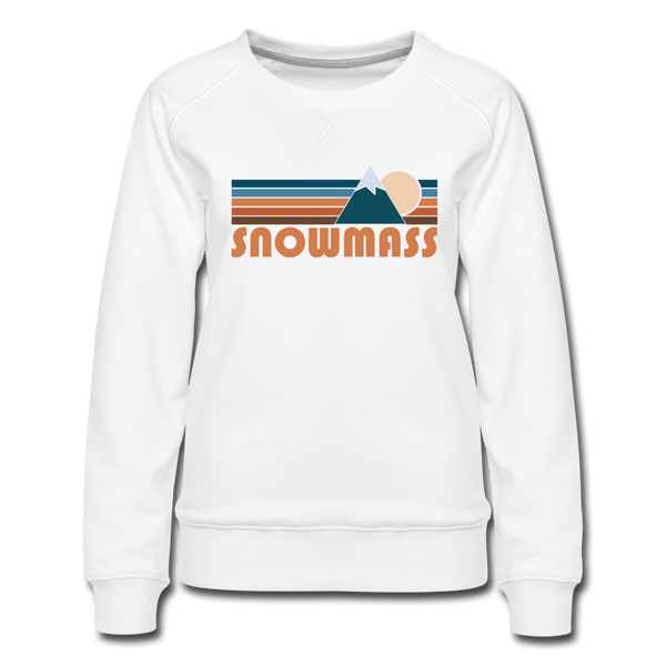 Snowmass, Colorado Women’s Sweatshirt - Retro Mountain Women’s Snowmass Crewneck Sweatshirt - white