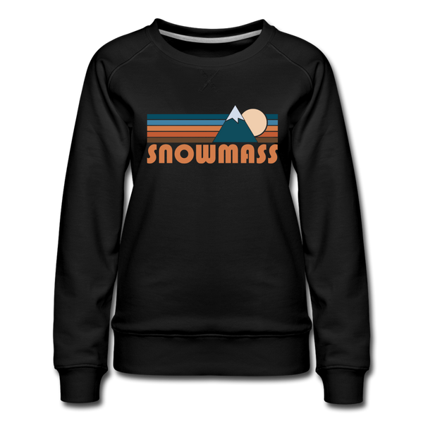 Snowmass, Colorado Women’s Sweatshirt - Retro Mountain Women’s Snowmass Crewneck Sweatshirt - black