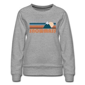 Snowmass, Colorado Women’s Sweatshirt - Retro Mountain Women’s Snowmass Crewneck Sweatshirt - heather gray