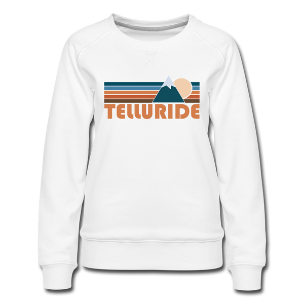 Telluride, Colorado Women’s Sweatshirt - Retro Mountain Women’s Telluride Crewneck Sweatshirt - white